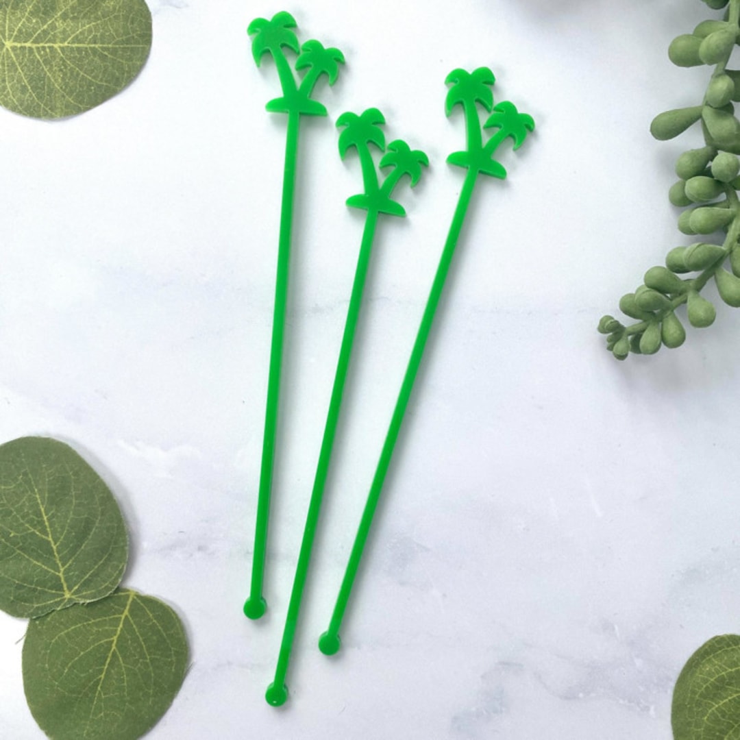 Palm Tree Stir Sticks - Lime Green (Set of 25)