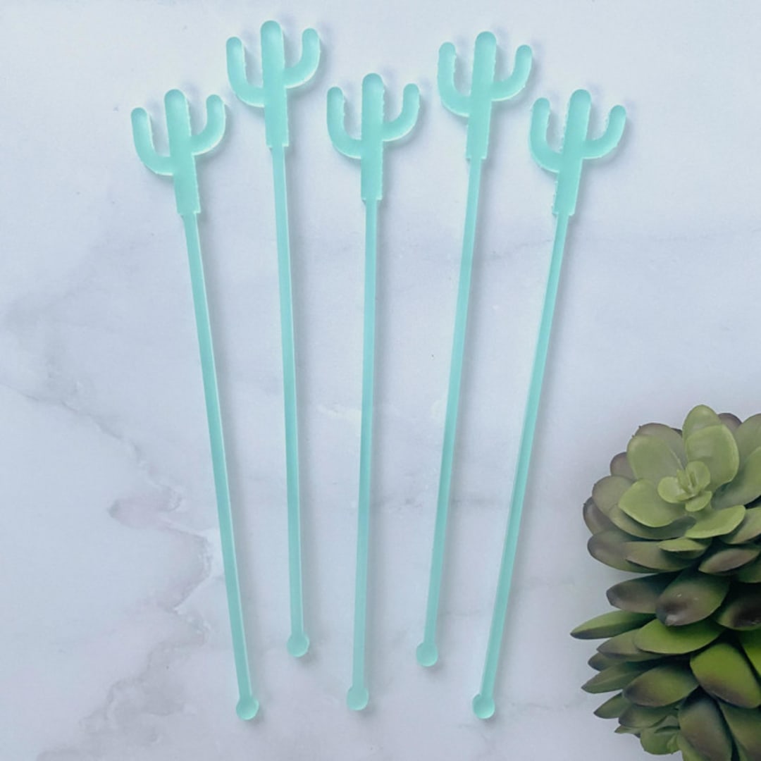 Cactus Stir Sticks - Frosted Caribbean (Set of 25)