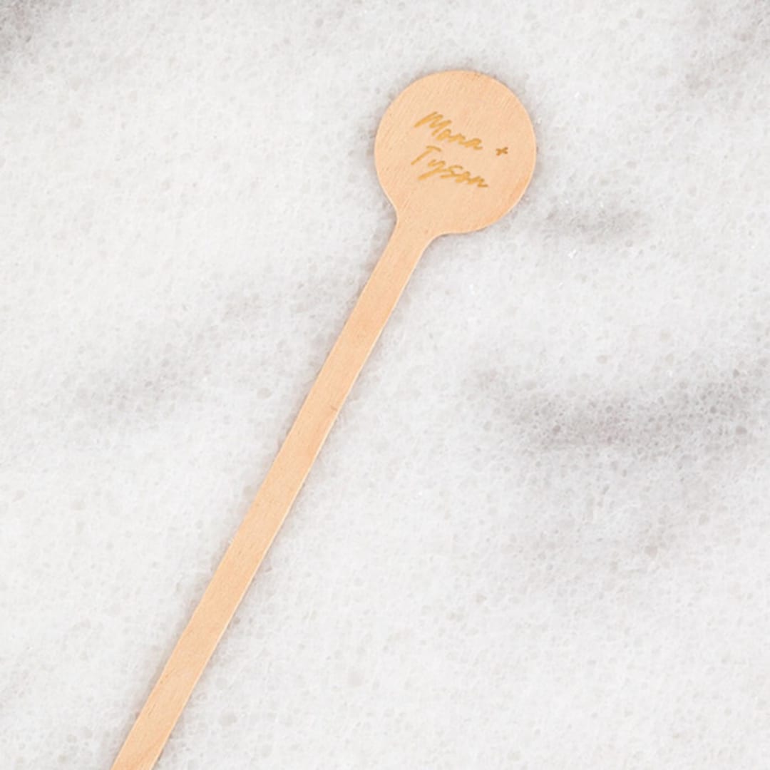 "Lovers' Script Stir Stick, wooden stir stick, set of 100" - Stir Sticks in natural by ForYourParty