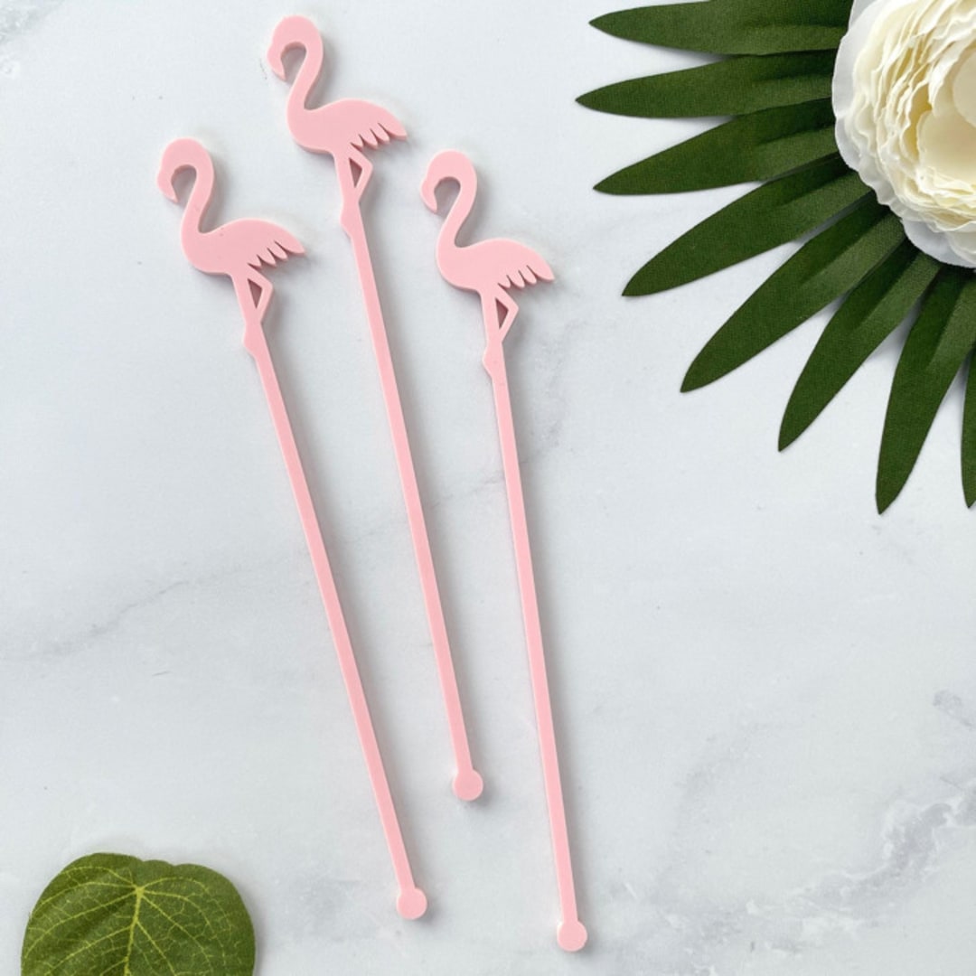 "Flamingo Stir Sticks - Light Pink (Set of 25)" - Stir Sticks in white by Atomic Kraftworks