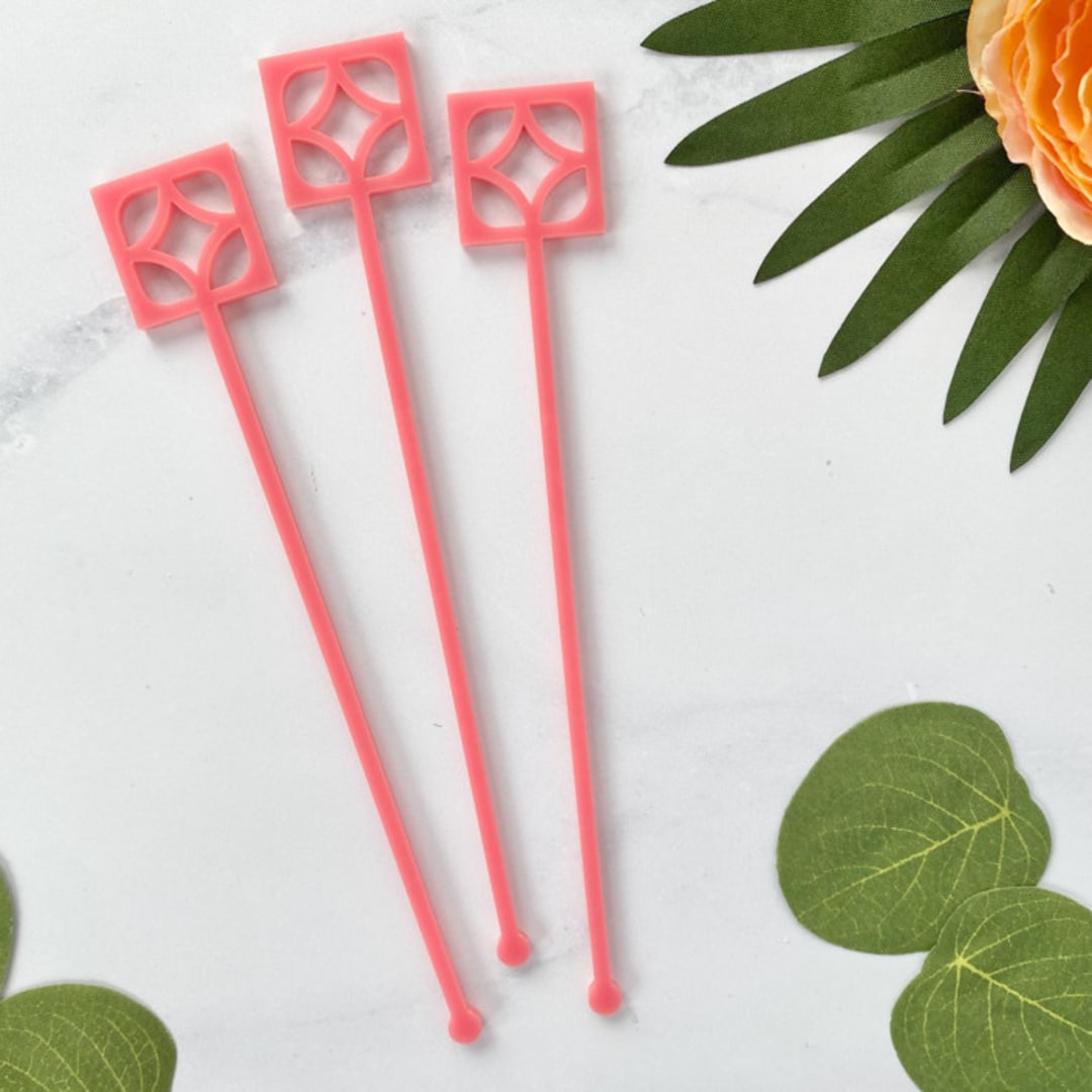 "Breeze Block Stir Sticks - Pink (Set of 25)" - Stir Sticks in green by Atomic Kraftworks