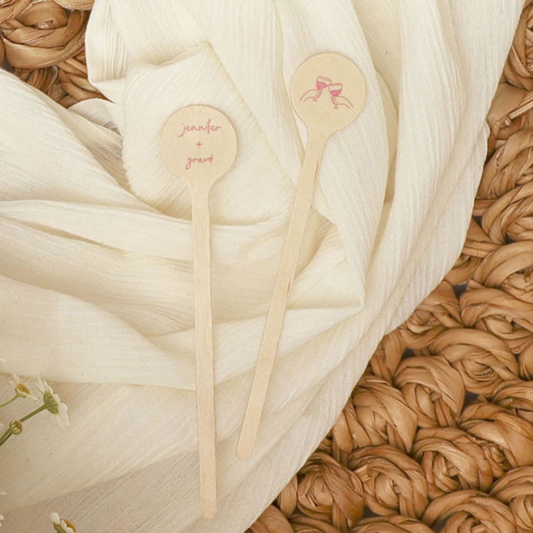 "Kitschy Cocktail Hour Cheers Stir Stick, wooden stir stick, set of 100" - Stir Sticks in natural by ForYourParty