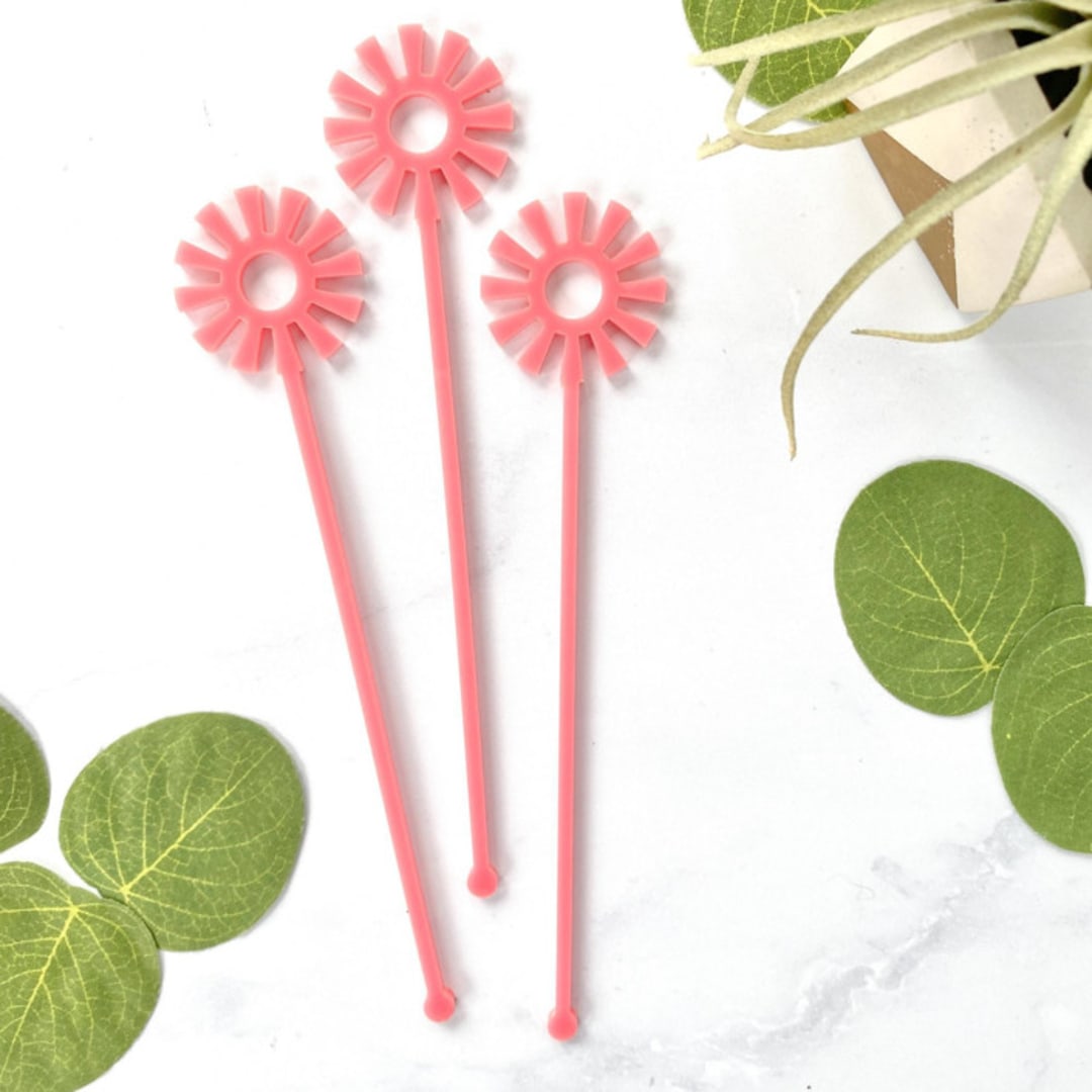 "Mid Mod Sun Stir Sticks - Pink (Set of 25)" - Stir Sticks in natural by Atomic Kraftworks