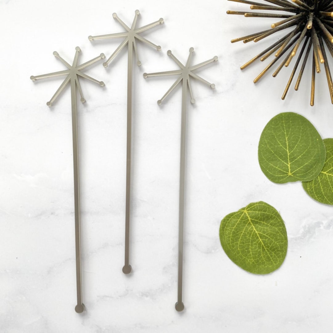 "Starburst Stir Sticks - Silver Metallic (Set of 25)" - Stir Sticks in white by Atomic Kraftworks