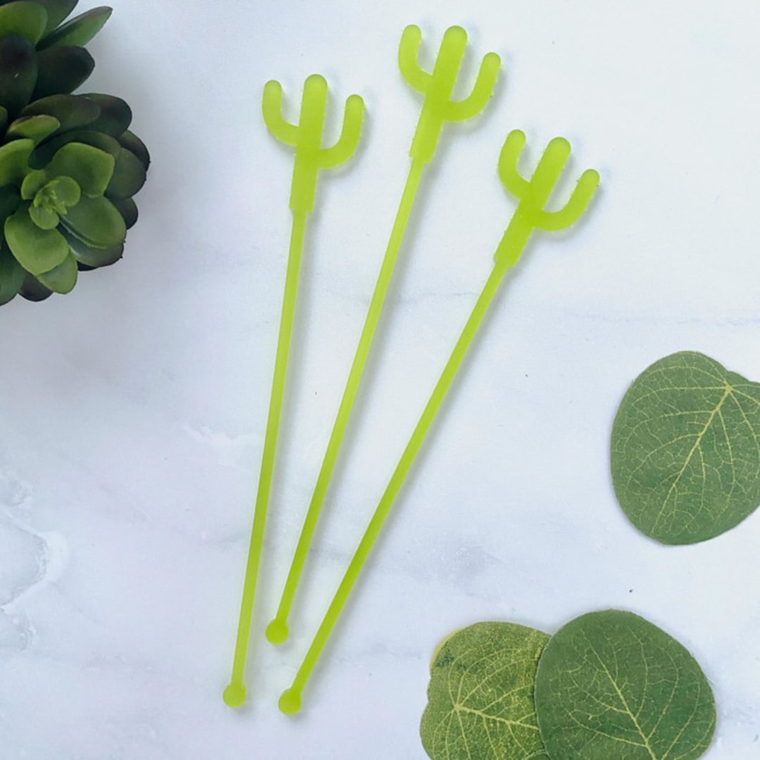Cactus Stir Sticks - Frosted Kiwi (Set of 25)