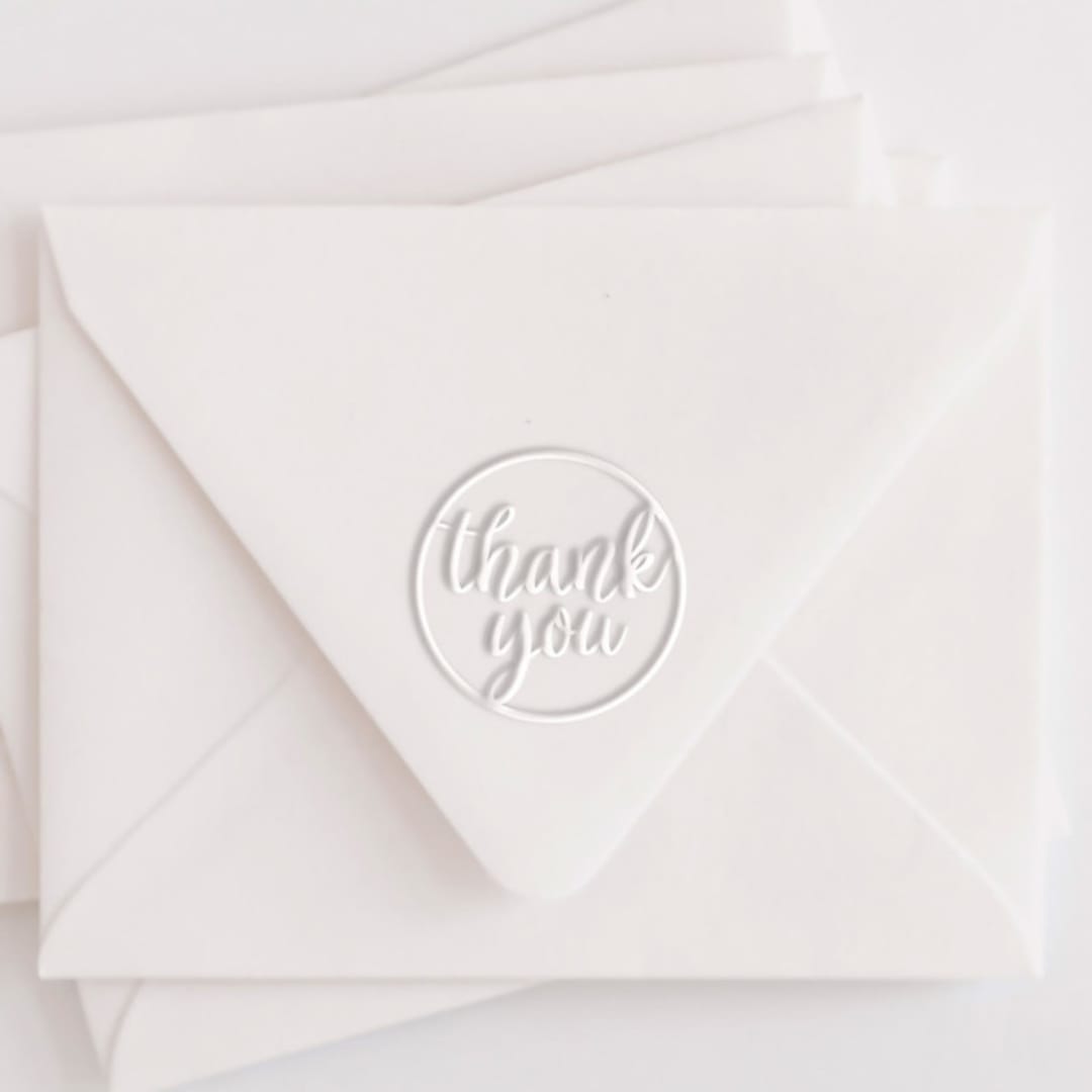 "Thank You Round Monogram Embosser" - Embossers in natural by Casey Harp