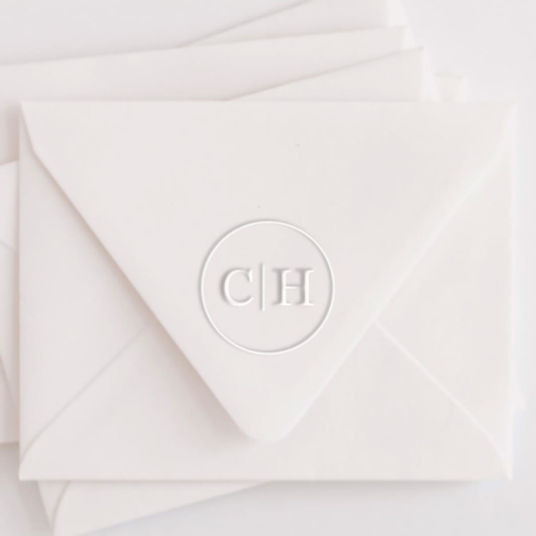 "Custom Double Letter Circle Monogram Embosser" - Embossers in black by Casey Harp