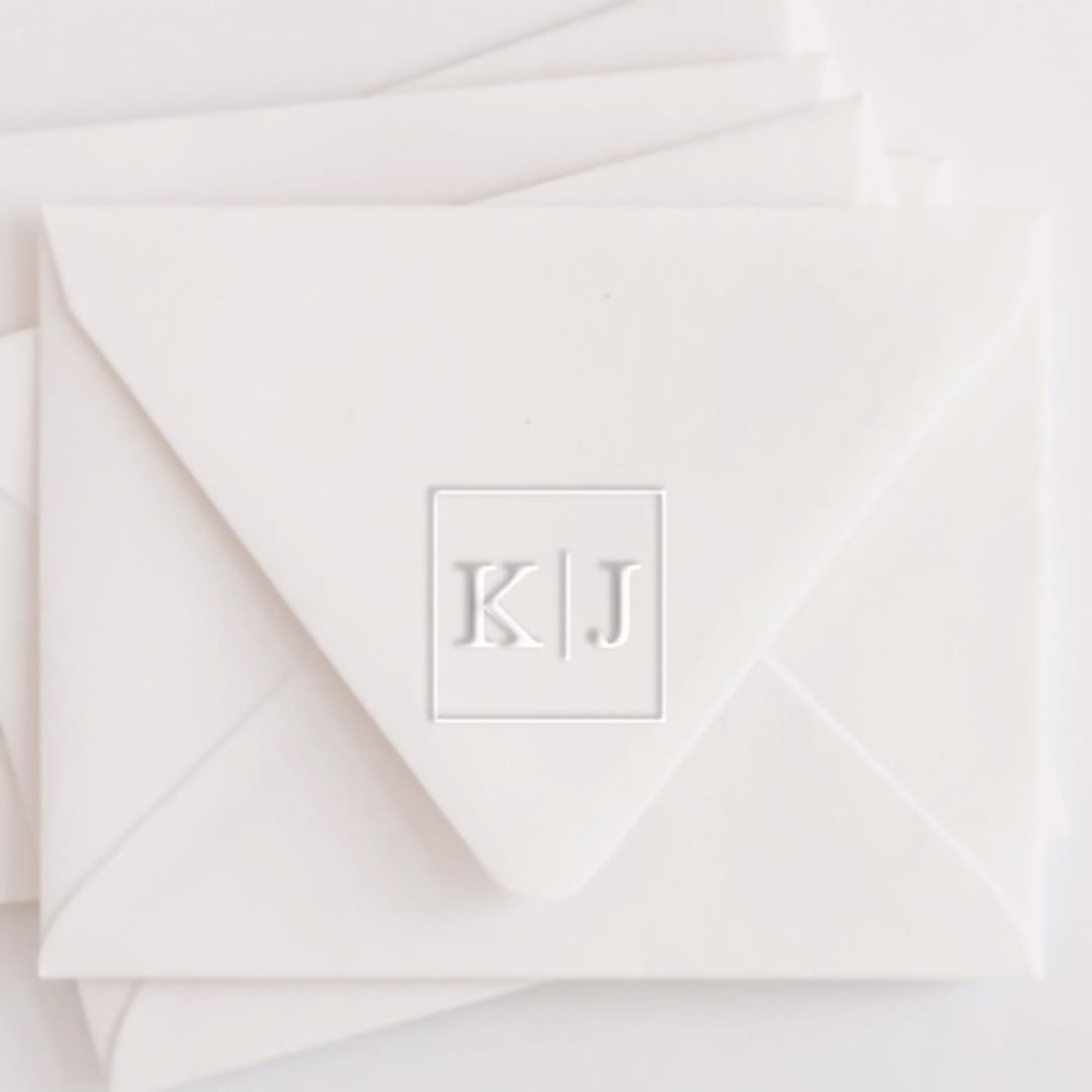 "Custom  Double Letter Square Monogram Embosser" - Embossers in gray by Casey Harp