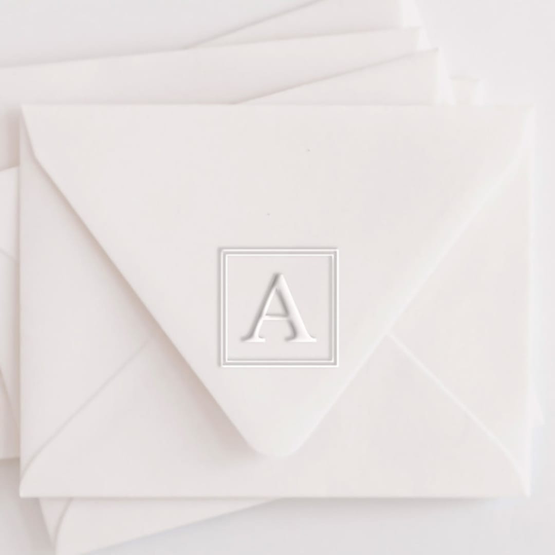 "Custom Single Letter Square Monogram Embosser" - Embossers in white by Casey Harp