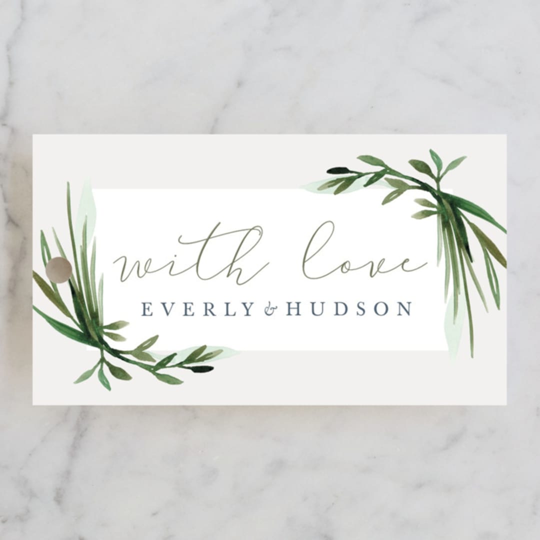 "Botanical Frame" - Wedding Favor Tags in Fern by Kate Ahn - Front