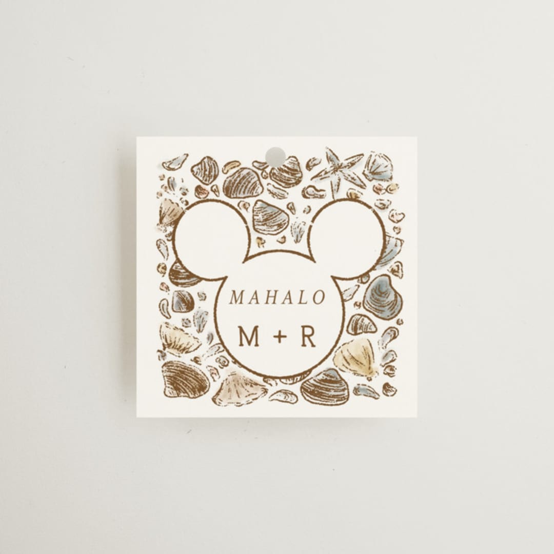"Disney's Mickey Mouse Tropical Frame" - Wedding Favor Tags in Earth by Shiny Penny Studio - Front