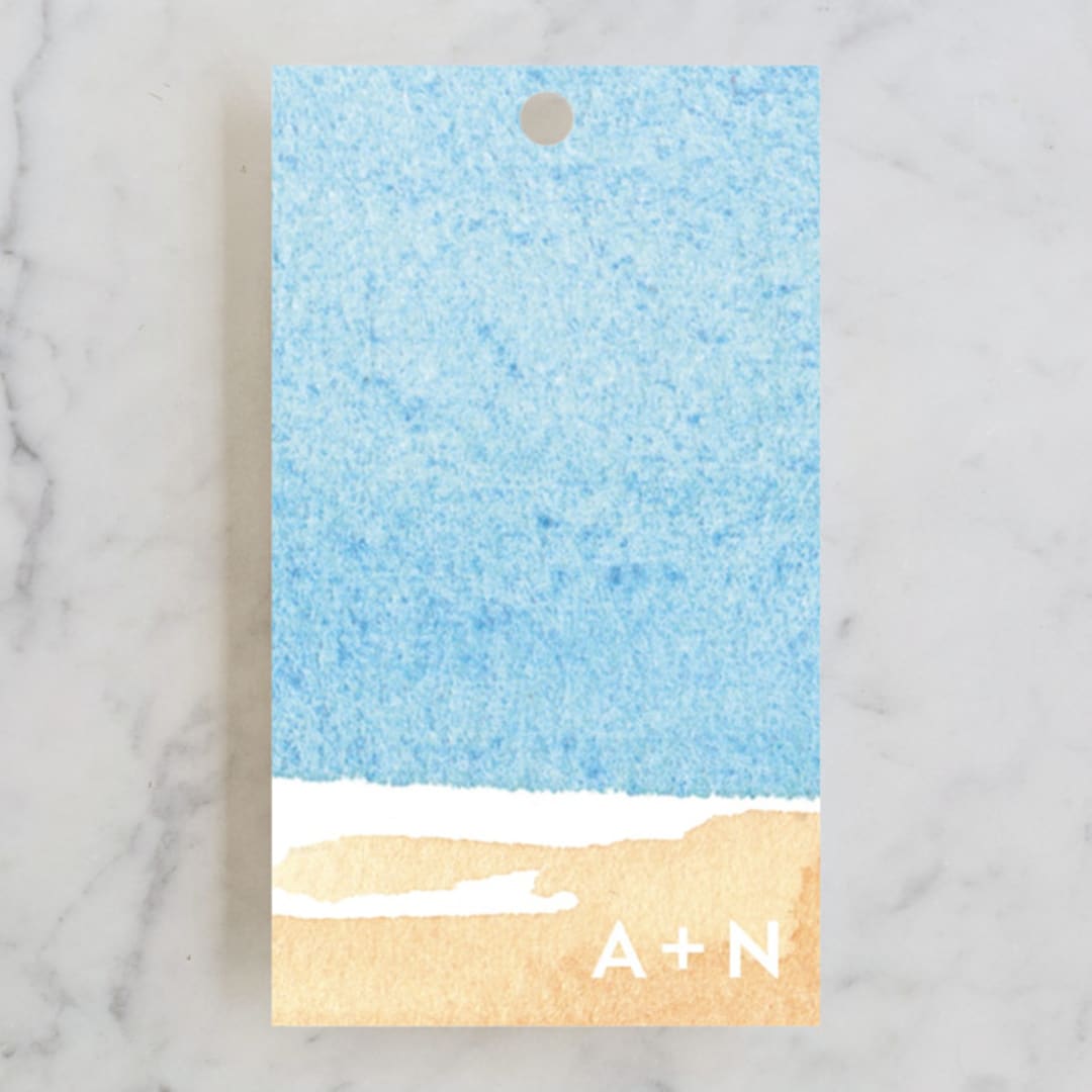 "Painted Sea" - Wedding Favor Tags in Sea by Laura Condouris - Front
