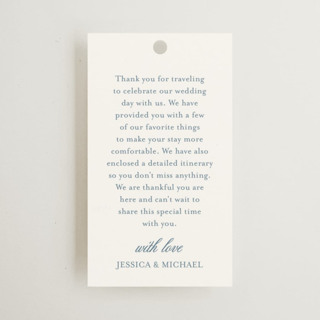 "Empire" - Wedding Favor Tags in Dusty Blue by Jennifer Postorino - Front