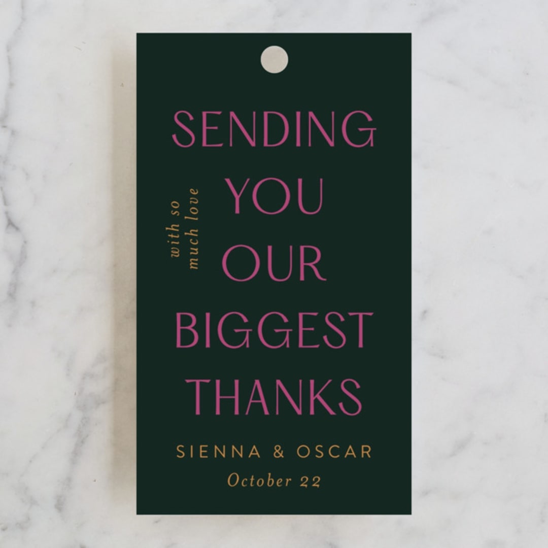 "Miami" - Wedding Favor Tags in Bird of Paradise by Ashley DeMeyere - Front