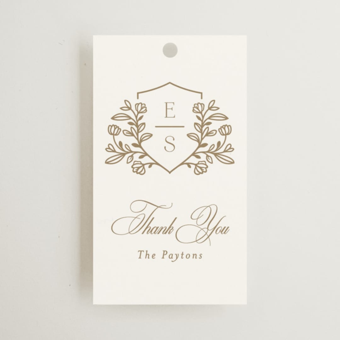 "Gold Crest" - Wedding Favor Tags in Ivory by Mansi Verma - Front