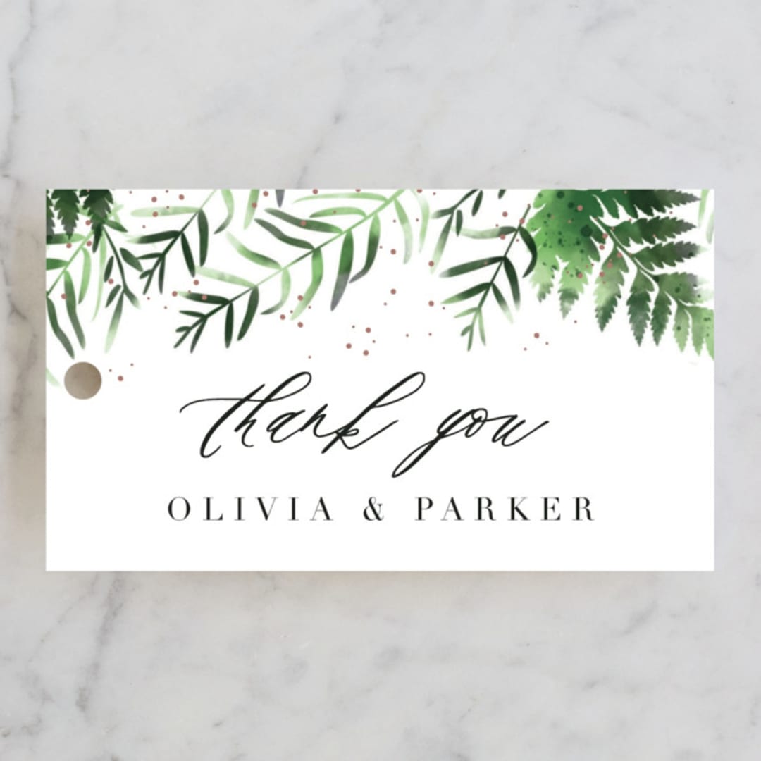 "Framed in Ferns" - Wedding Favor Tags in Petal by Kristie Kern - Front