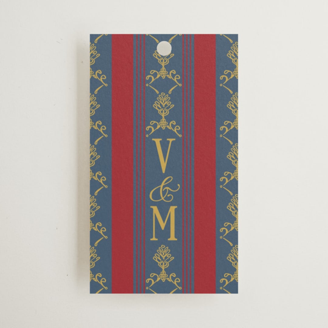 "Woven" - Wedding Favor Tags in Navy by Baumbirdy - Front