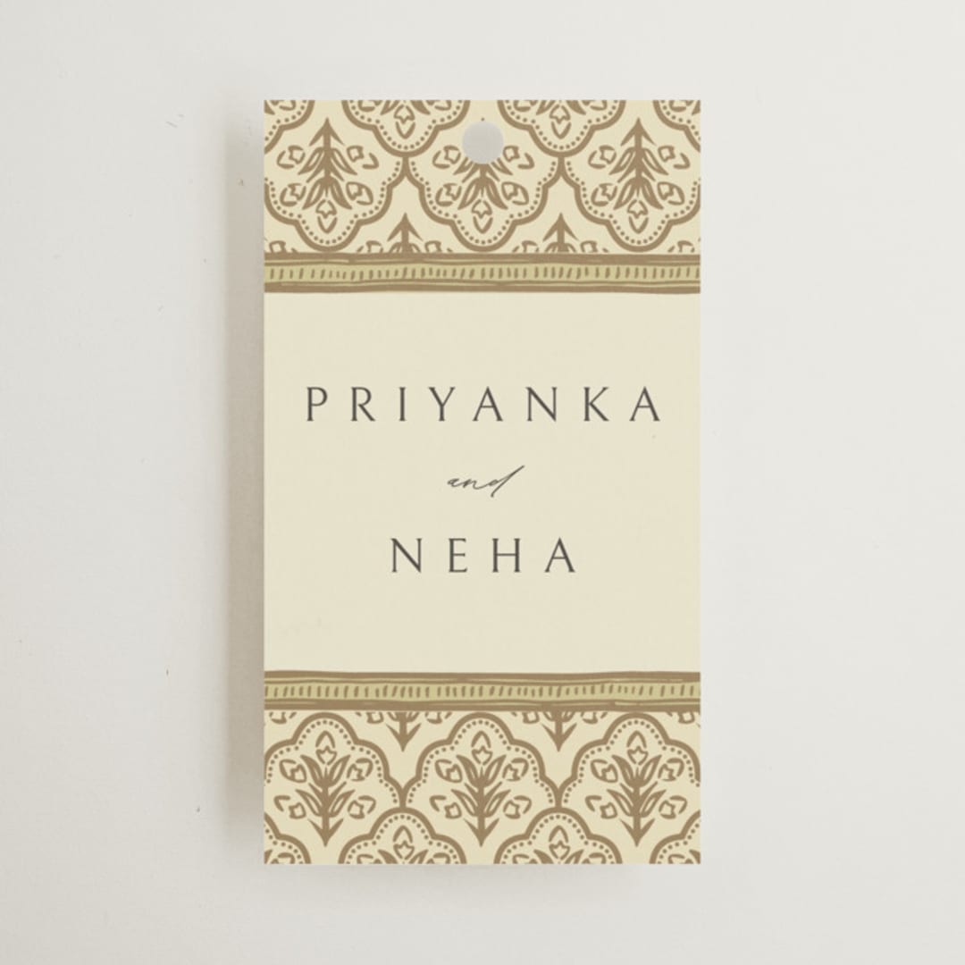 "Aatreya" - Wedding Favor Tags in Marigold by Pati Cascino - Front