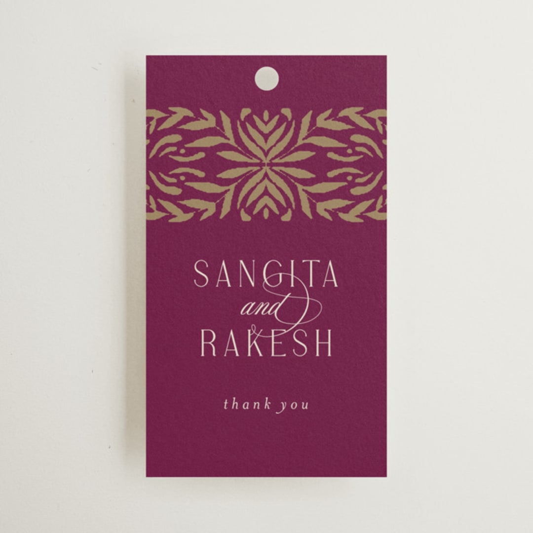 "Amber Palace" - Wedding Favor Tags in Garnet by Chris Griffith - Front