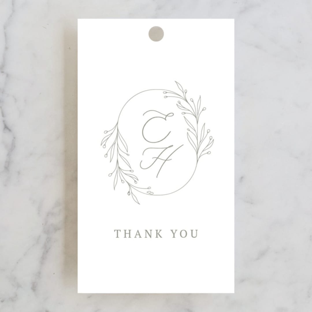 "Essential" - Wedding Favor Tags in Mist by Design Lotus - Front