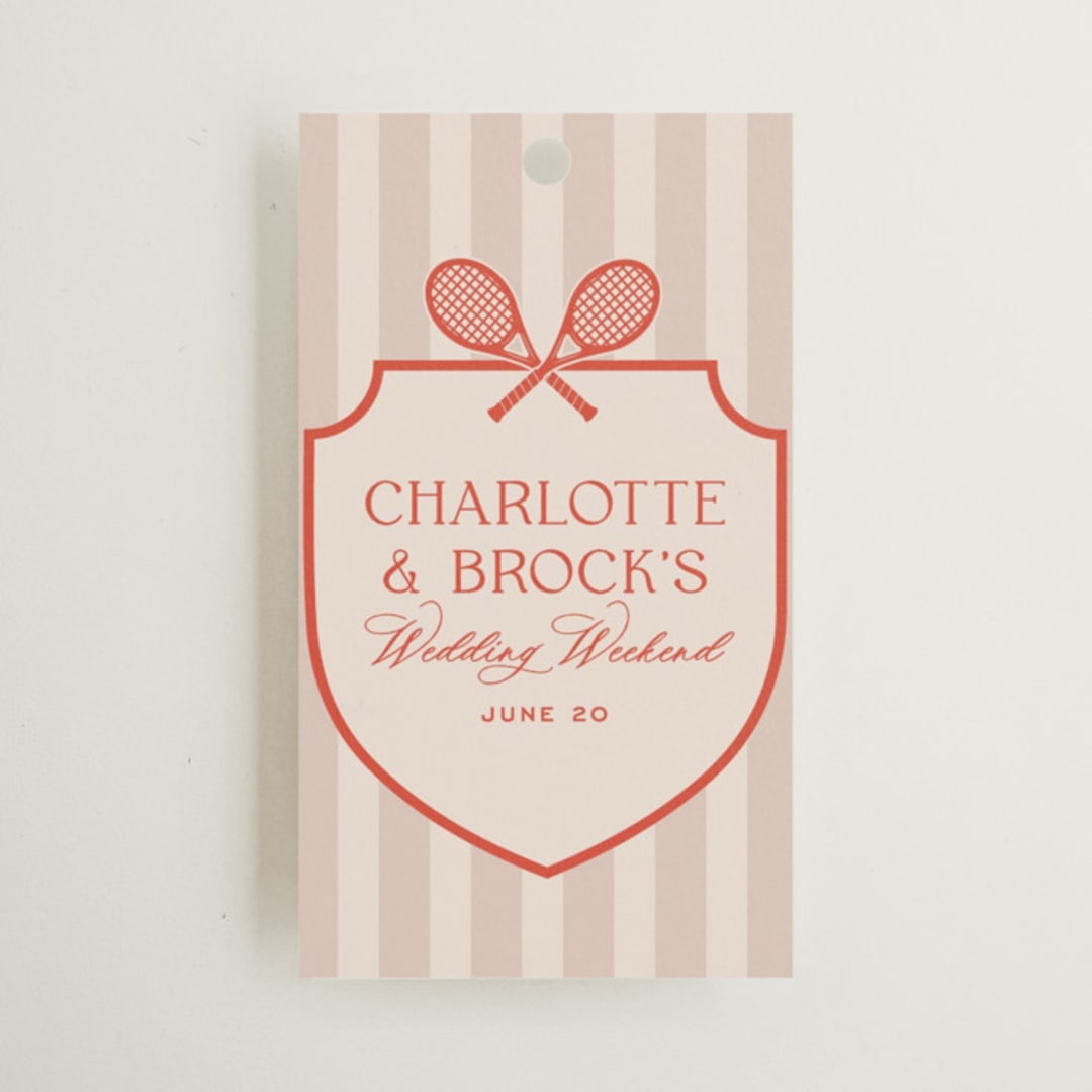 "Racquet" - Wedding Favor Tags in Verona Sunset by Megan Davis - Front