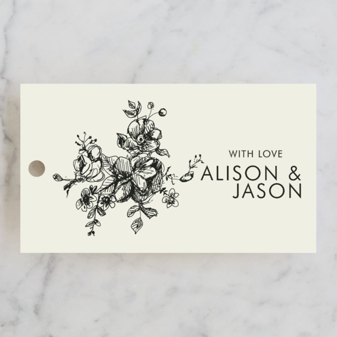 "Elegance Illustrated" - Wedding Favor Tags in Beige by Phrosné Barwood - Front