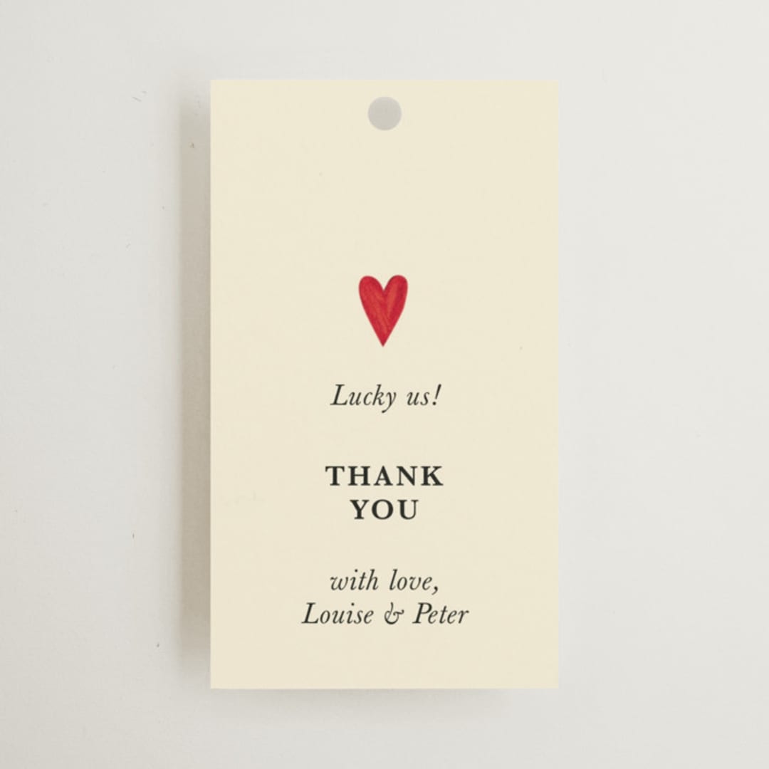 "Red Hearts" - Wedding Favor Tags in Champagne by Helena Vitto - Front