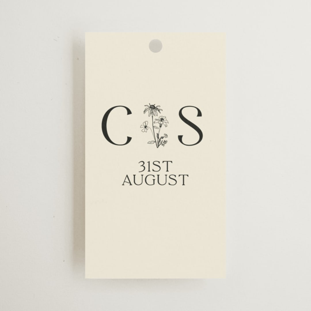 "Floral Emblem" - Wedding Favor Tags in Cream by Baumbirdy - Front