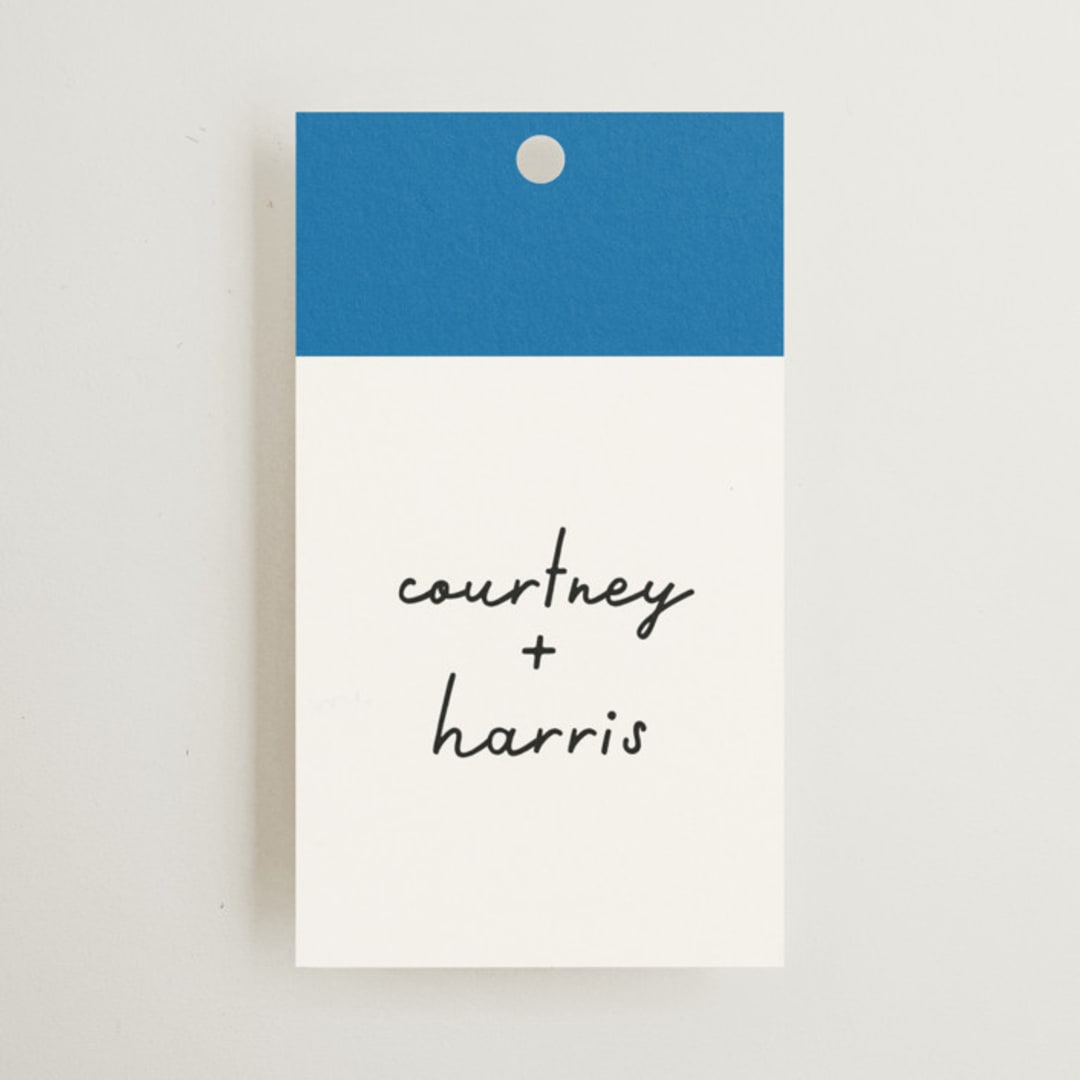 "Swirl Frame" - Wedding Favor Tags in Cobalt by mo kelley - Front