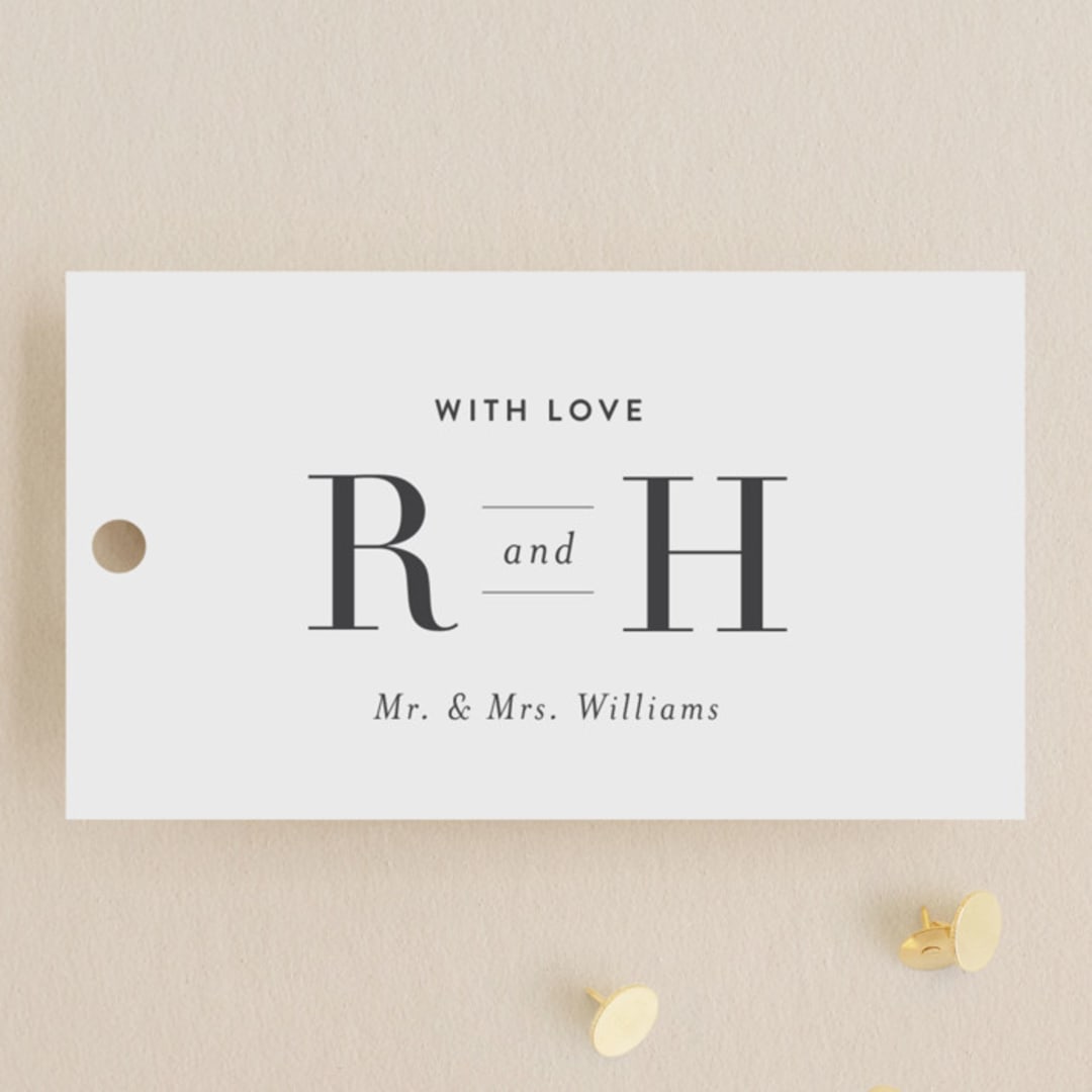 "Beloved" - Wedding Favor Tags in Graphite by Design Lotus - Front
