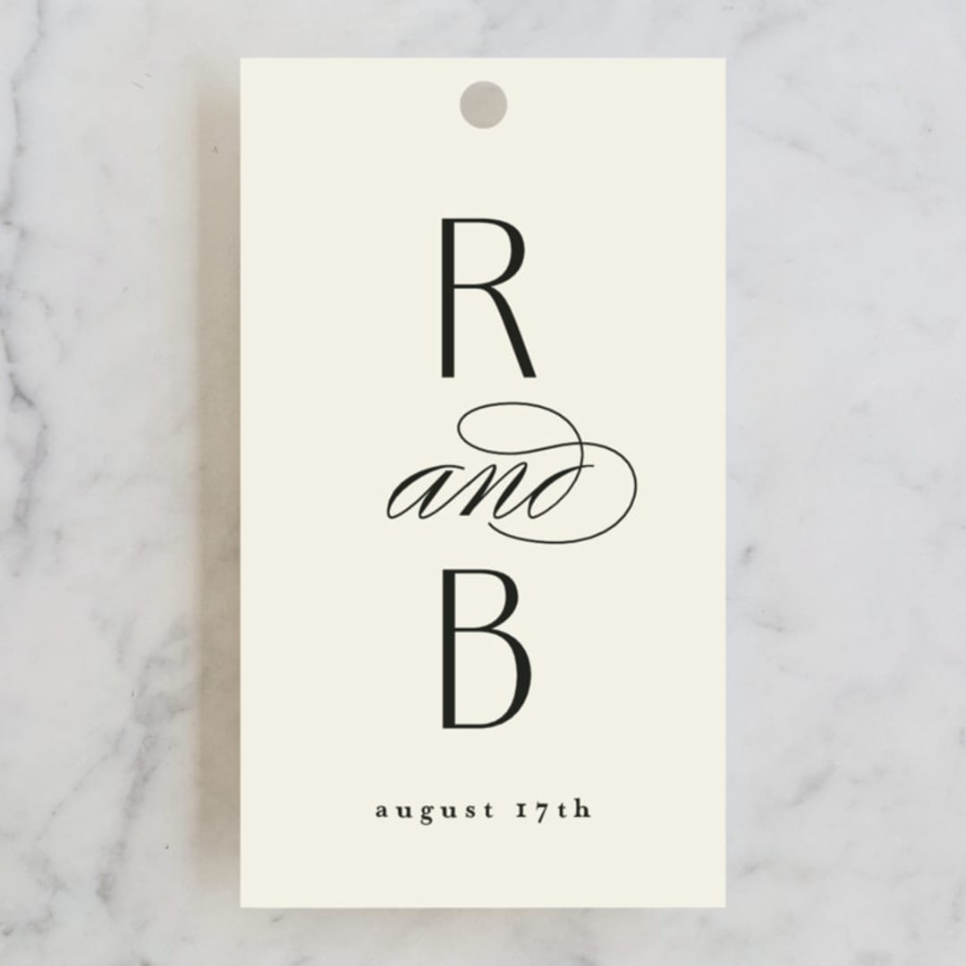 "Elegant Type" - Wedding Favor Tags in Cream by Louise Kay - Front