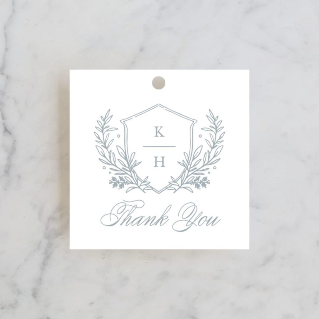"Modern Crest" - Wedding Favor Tags in Sea by Kristen Smith - Front