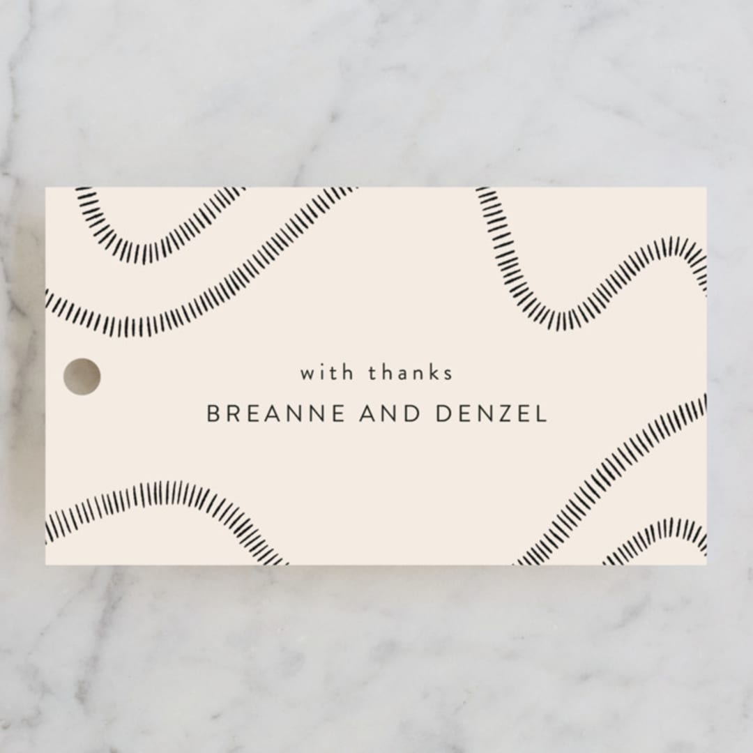 "Wavy" - Wedding Favor Tags in Jet by Jen Owens - Front