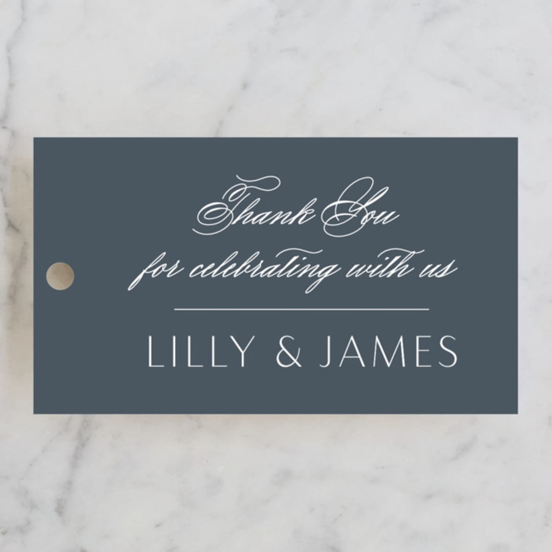 "Regal" - Wedding Favor Tags in Marine by Lauren Chism - Front