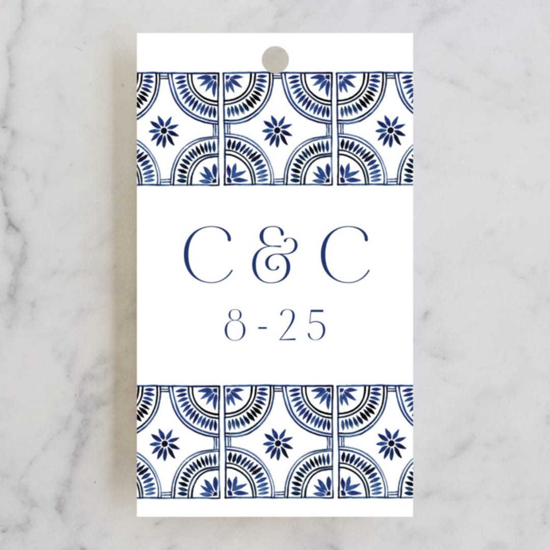 "watercolor tile" - Wedding Favor Tags in Cobalt by Katharine Watson - Front