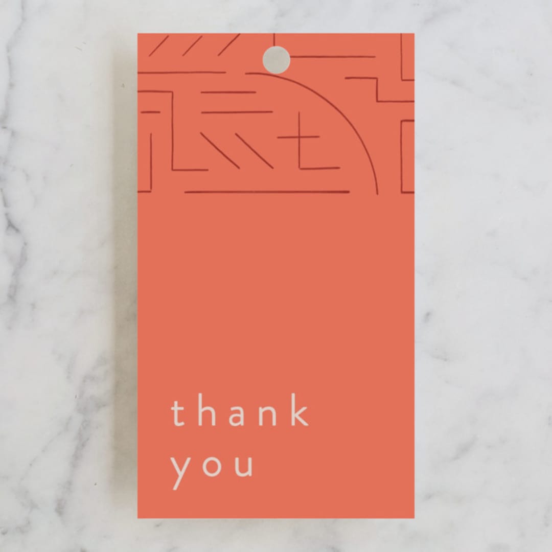 "Lines" - Wedding Favor Tags in Melon by JeAnna Casper - Front