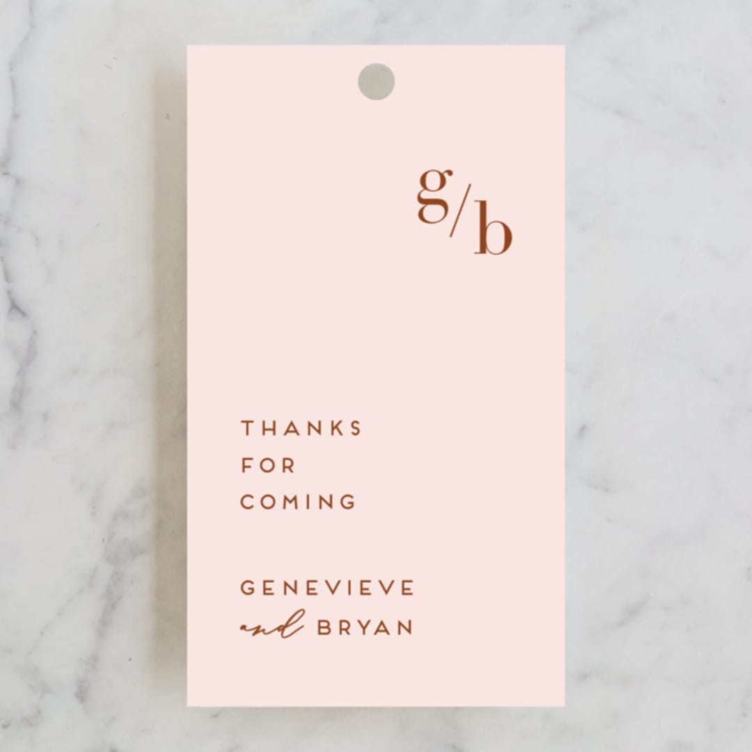 "Mod Initials" - Wedding Favor Tags in Rust by Genna Blackburn - Front