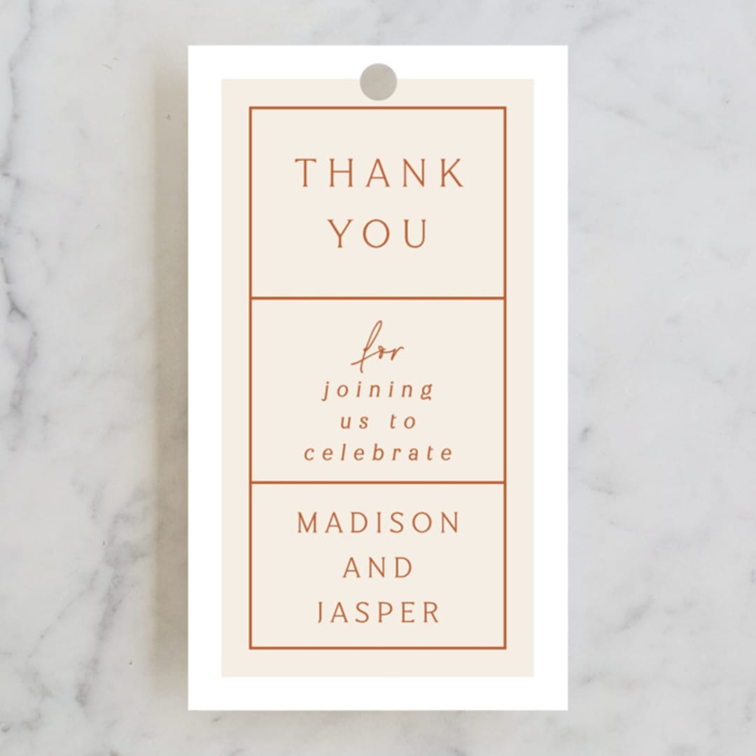 "Modern Ticket" - Wedding Favor Tags in Rust by Alethea and Ruth - Front