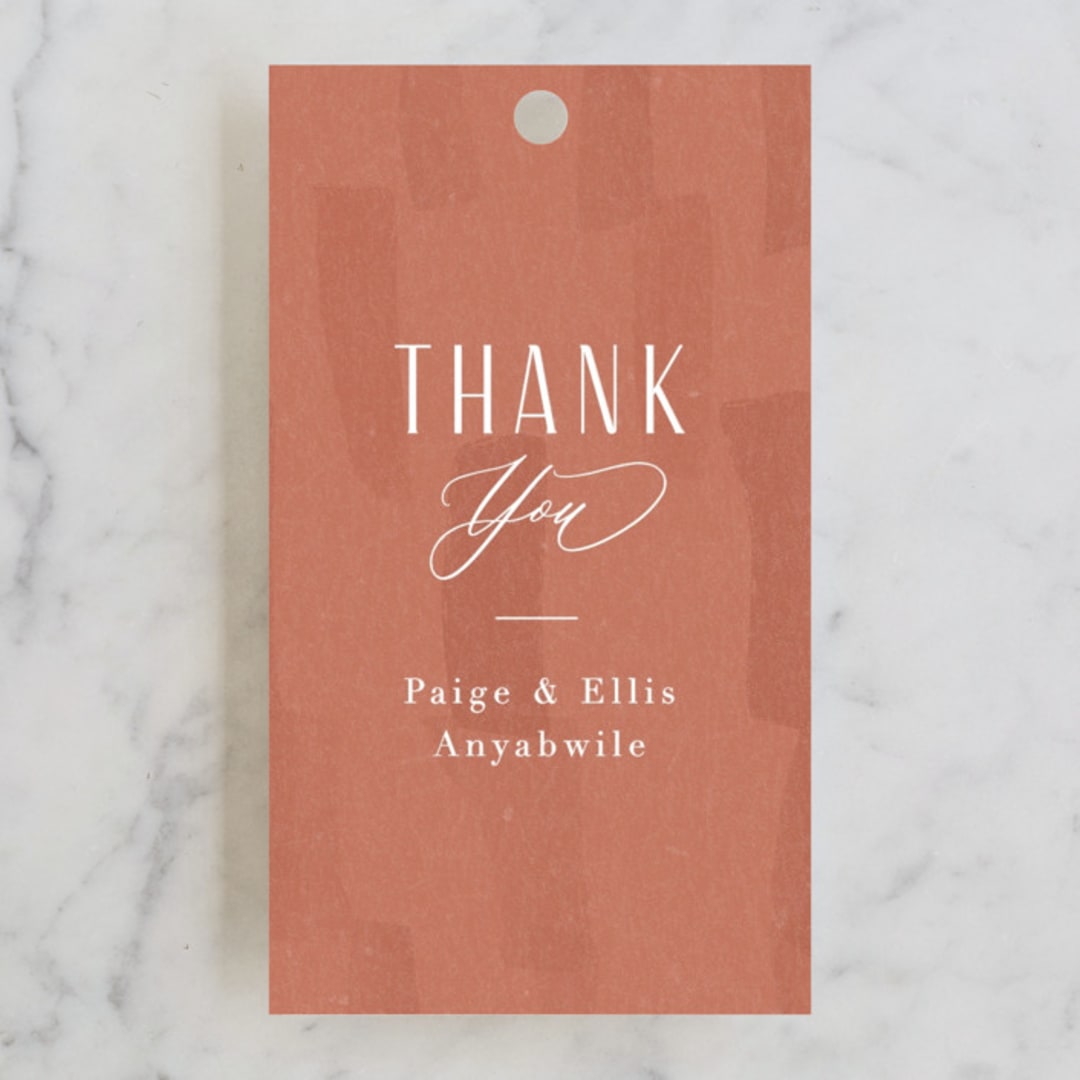"Echo" - Wedding Favor Tags in Rust by Jennifer Wick - Front