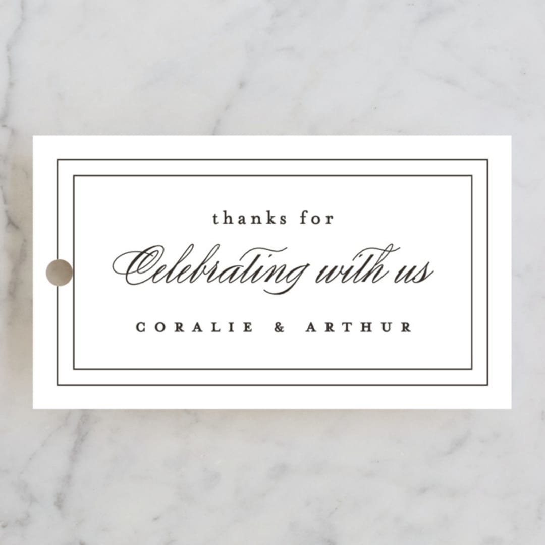"Arcadia" - Wedding Favor Tags in Noir by Olivia Raufman - Front