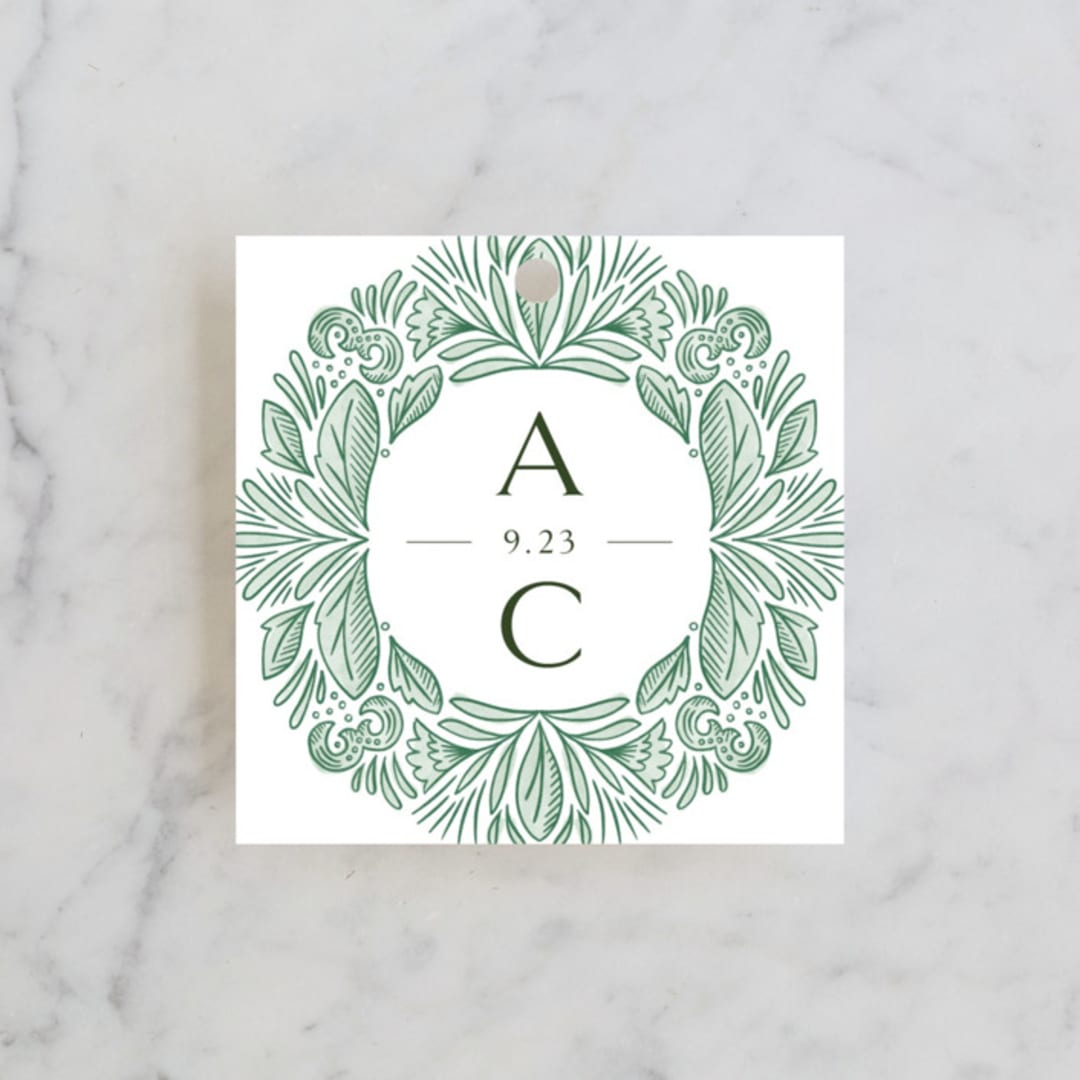 "Ornate" - Wedding Favor Tags in Sage by Jen Owens - Front