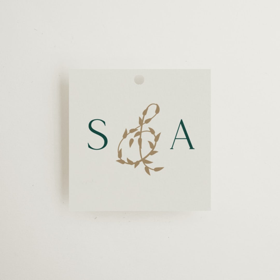"Mountaintop" - Wedding Favor Tags in Evergreen by Paper Sun Studio - Front