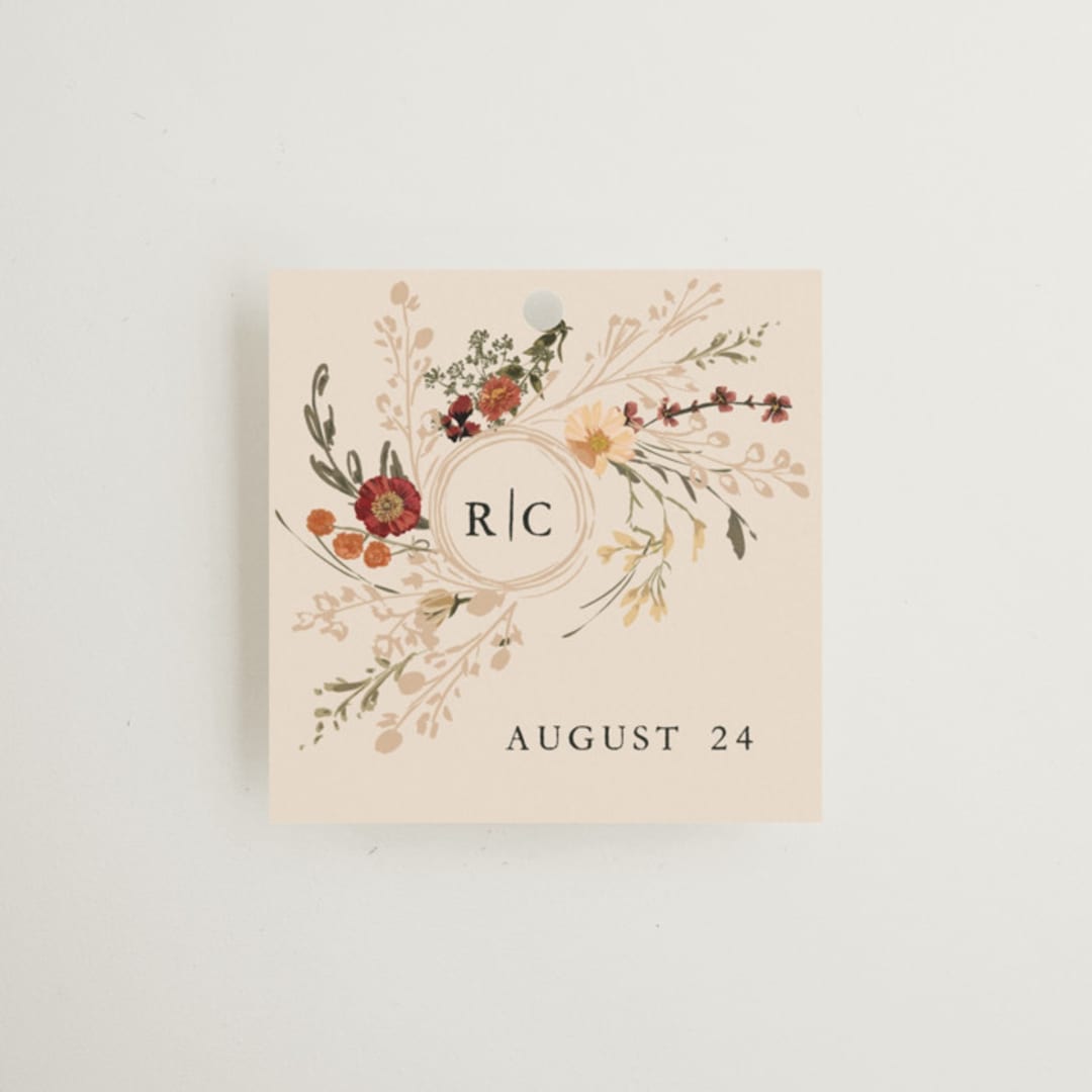 "Monogrammed Floral" - Wedding Favor Tags in Harvest by Susan Moyal - Front