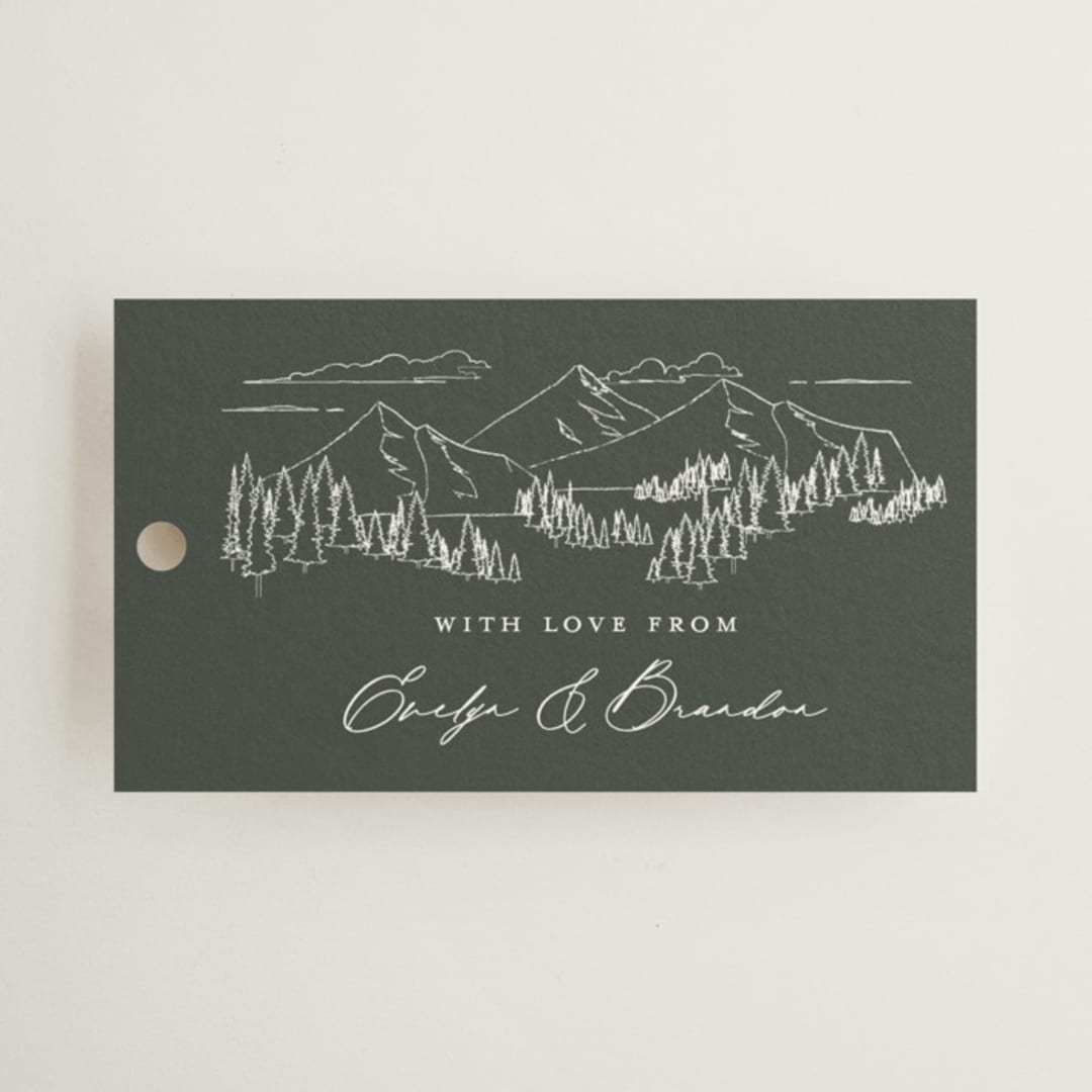 "Peaks" - Wedding Favor Tags in Hunter by Sarah Brown - Front