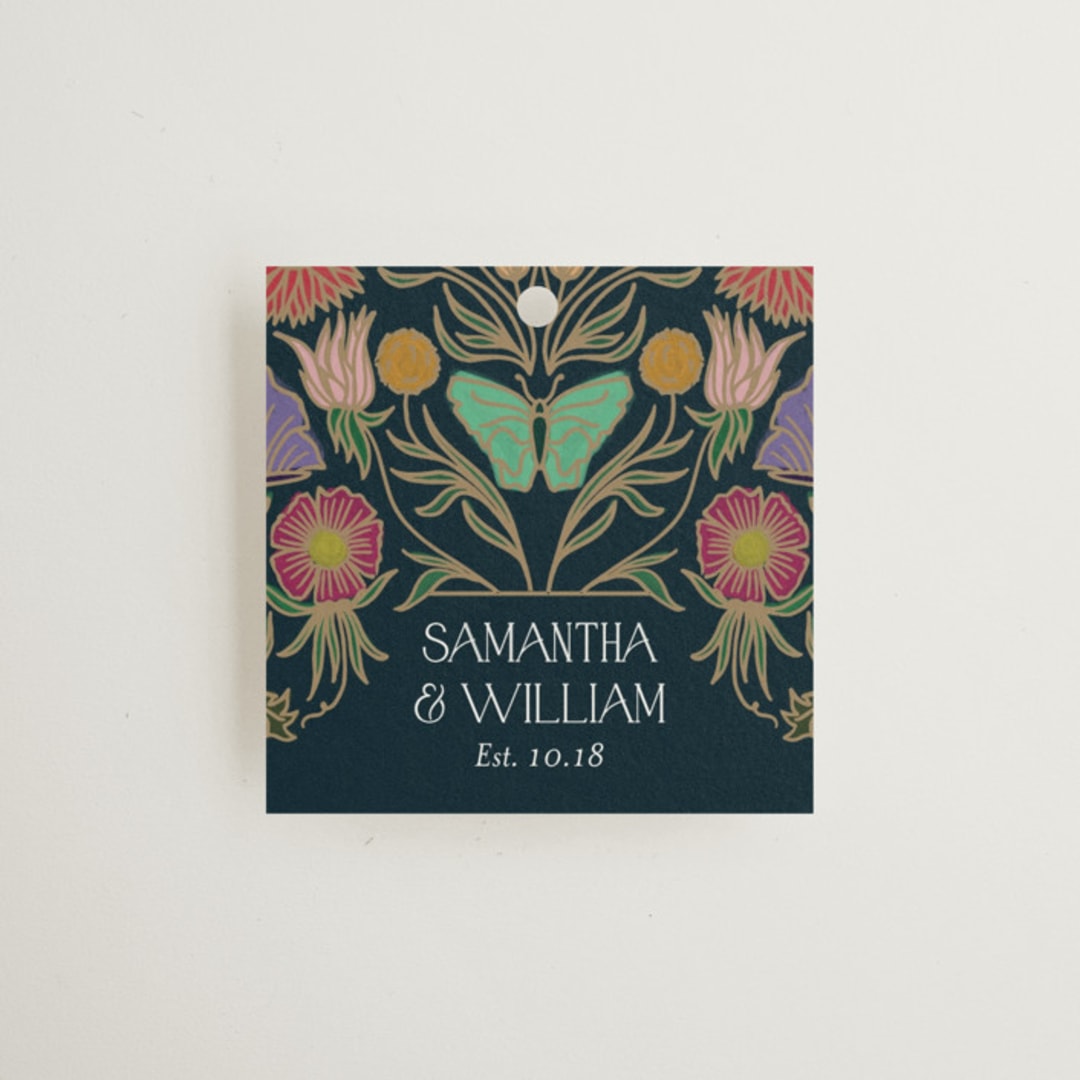 "Gilded Tapestry" - Wedding Favor Tags in Midnight Garden by Simona Camp - Front