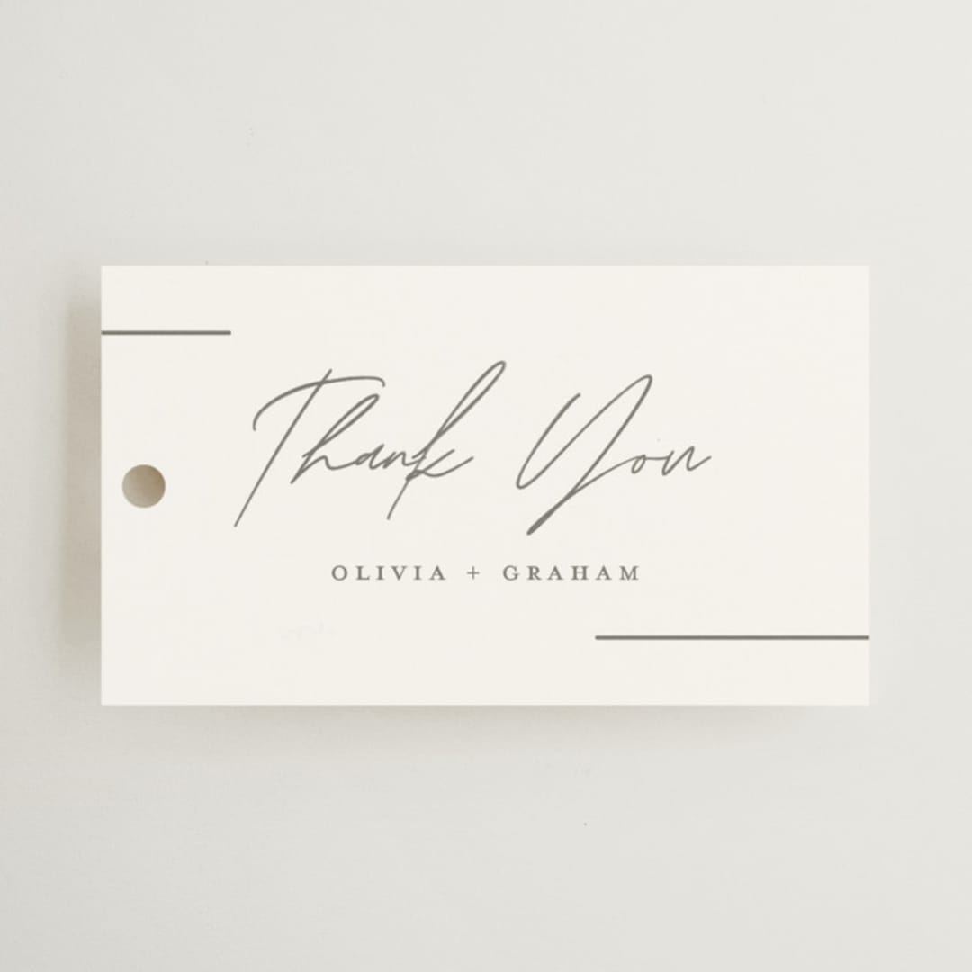"Simple Lines" - Wedding Favor Tags in Snow by Michelle Taylor - Front