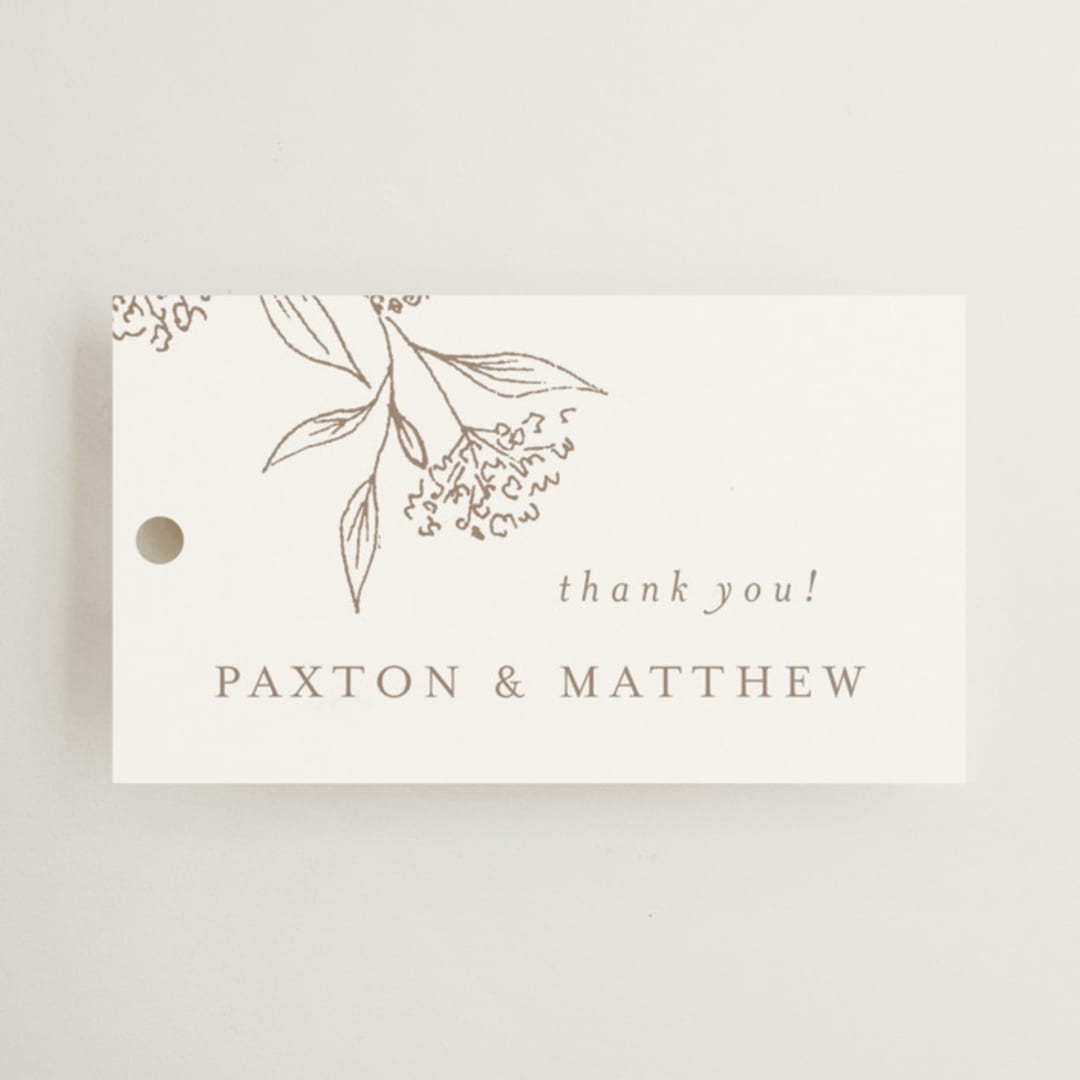 "Monogrammed" - Wedding Favor Tags in Taupe by Chris Griffith - Front