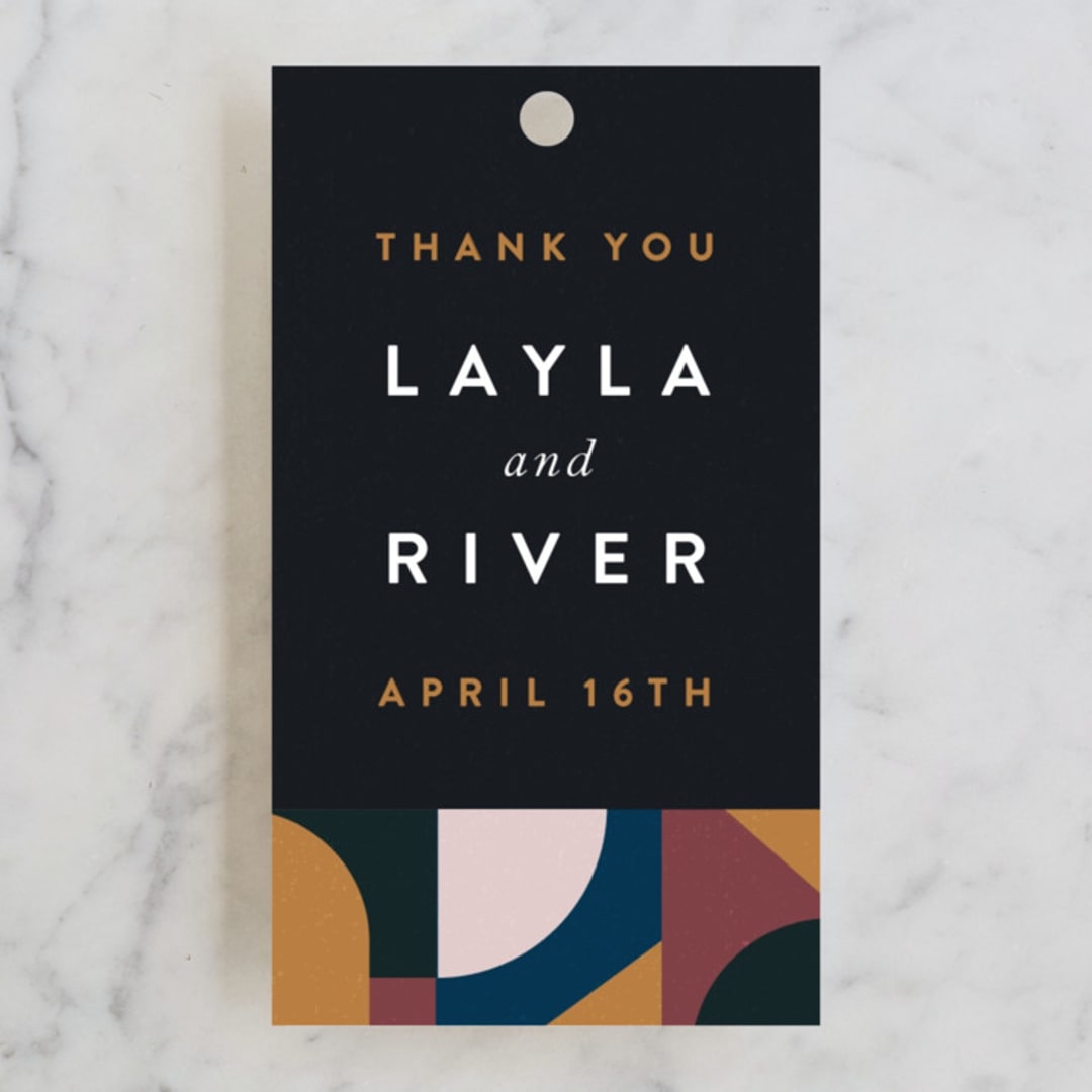 "Abstract Jewels" - Wedding Favor Tags in Noir by Maria Alou - Front