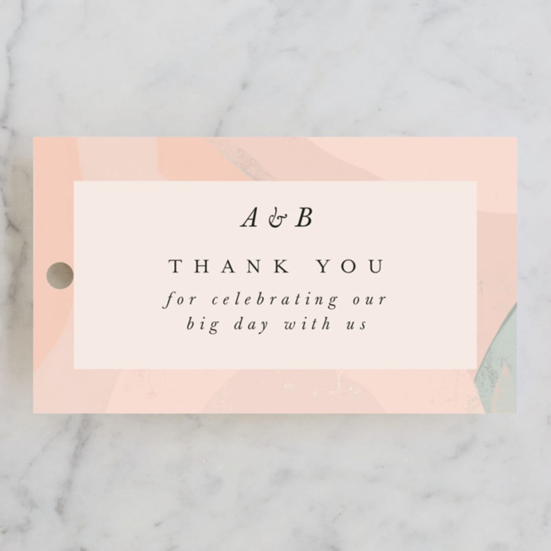 "Marbled Arch" - Wedding Favor Tags in Peach by Anna Elder - Front