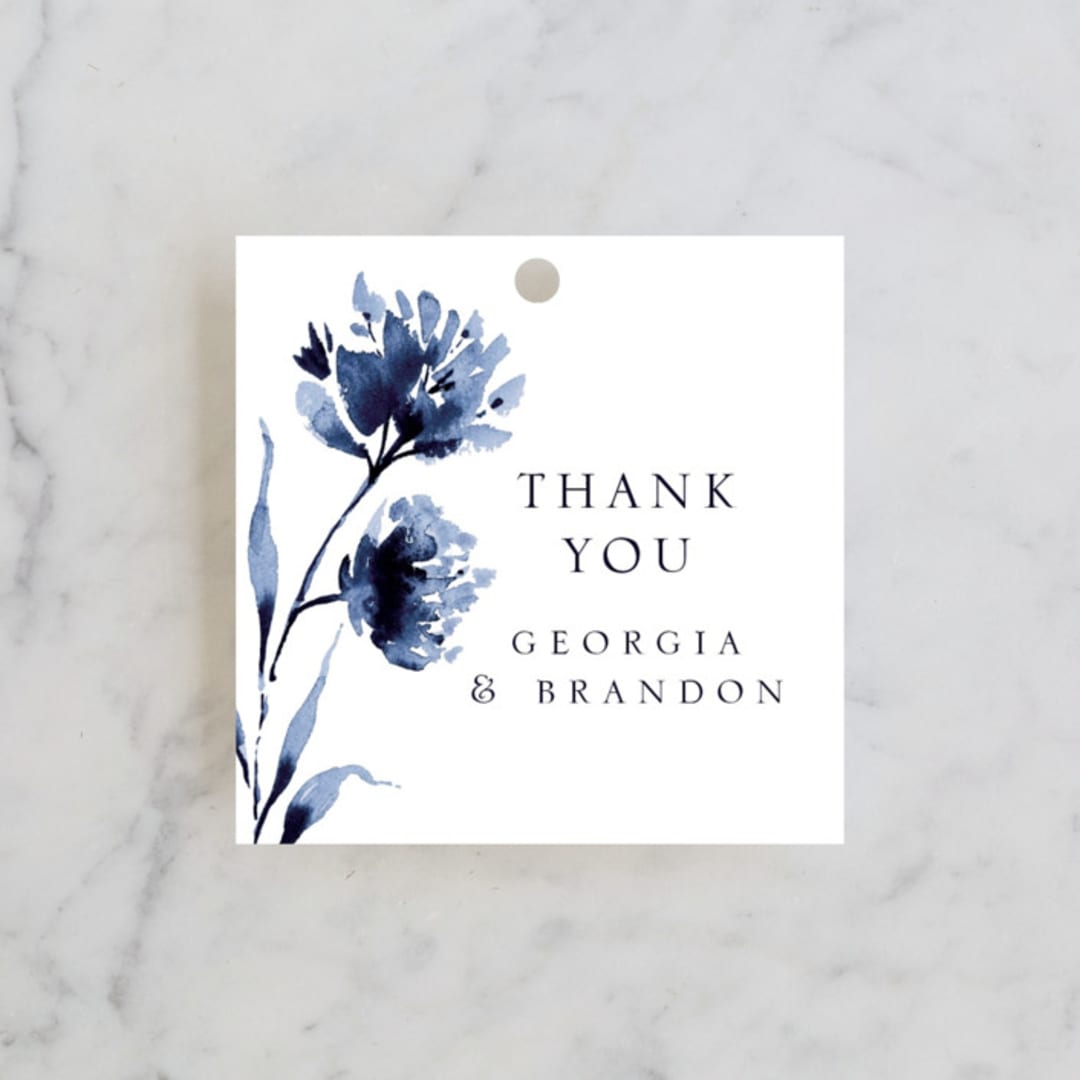 "A Wedding Watercolor" - Wedding Favor Tags in Cornflower by Chris Griffith - Front